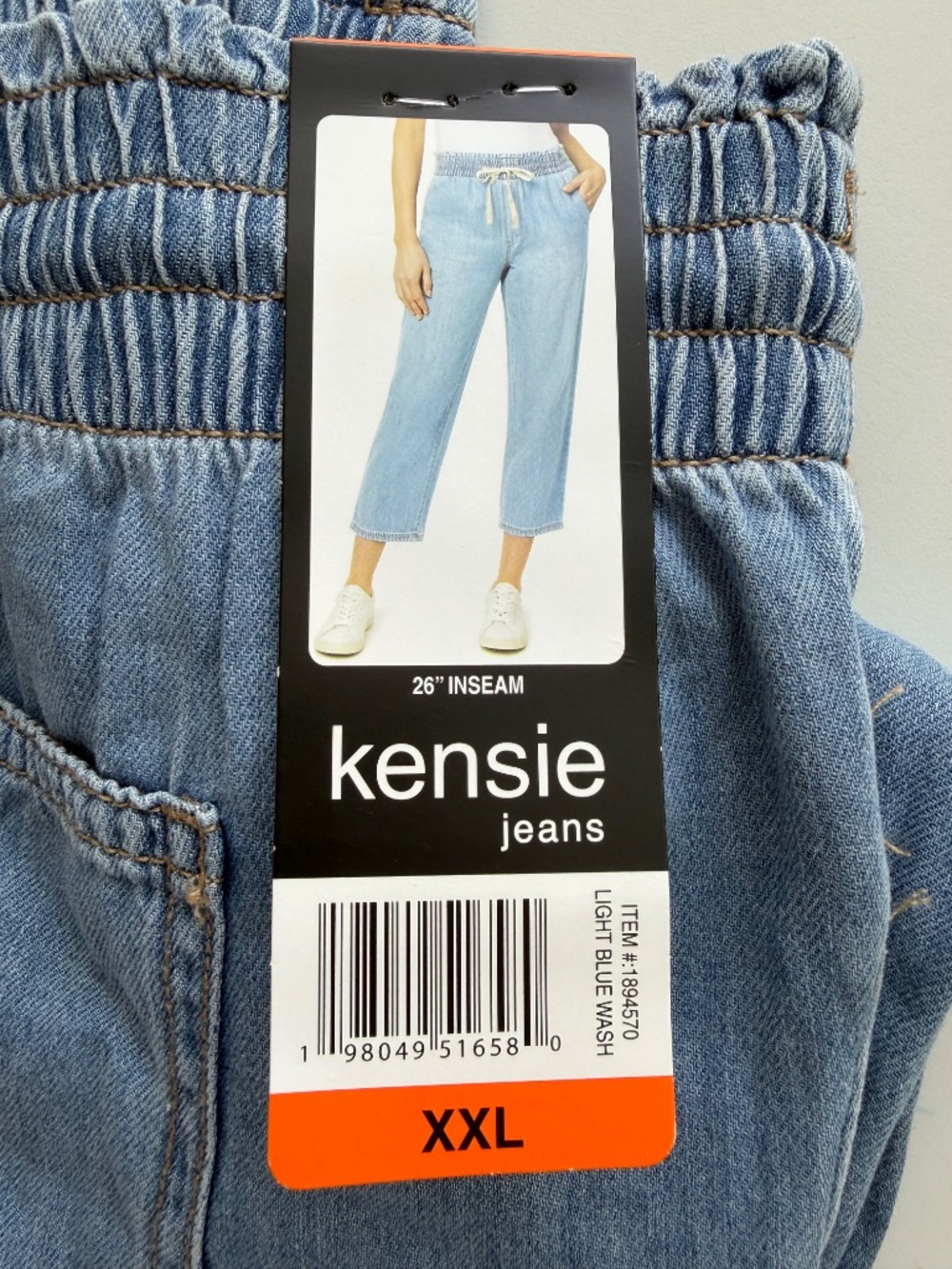 Kensie Jeans Womans Drawstring Light Blue Wash Cropped Jeans XXL - Picture 6 of 11